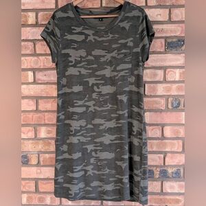 Sanctuary Camo Short Sleeve T-Shirt Dress - Olive Greens